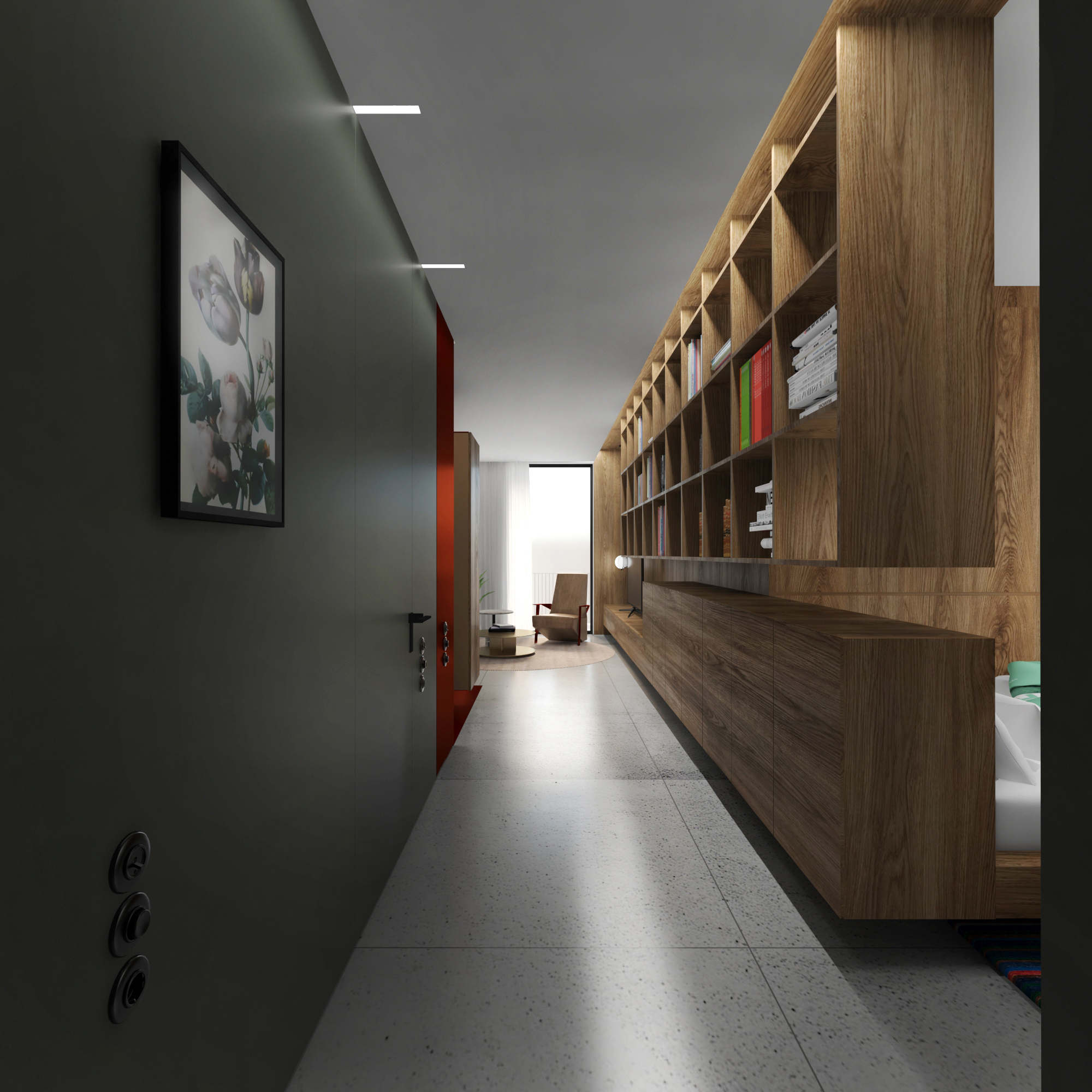 Entry corridor of the unbuilt apartment study