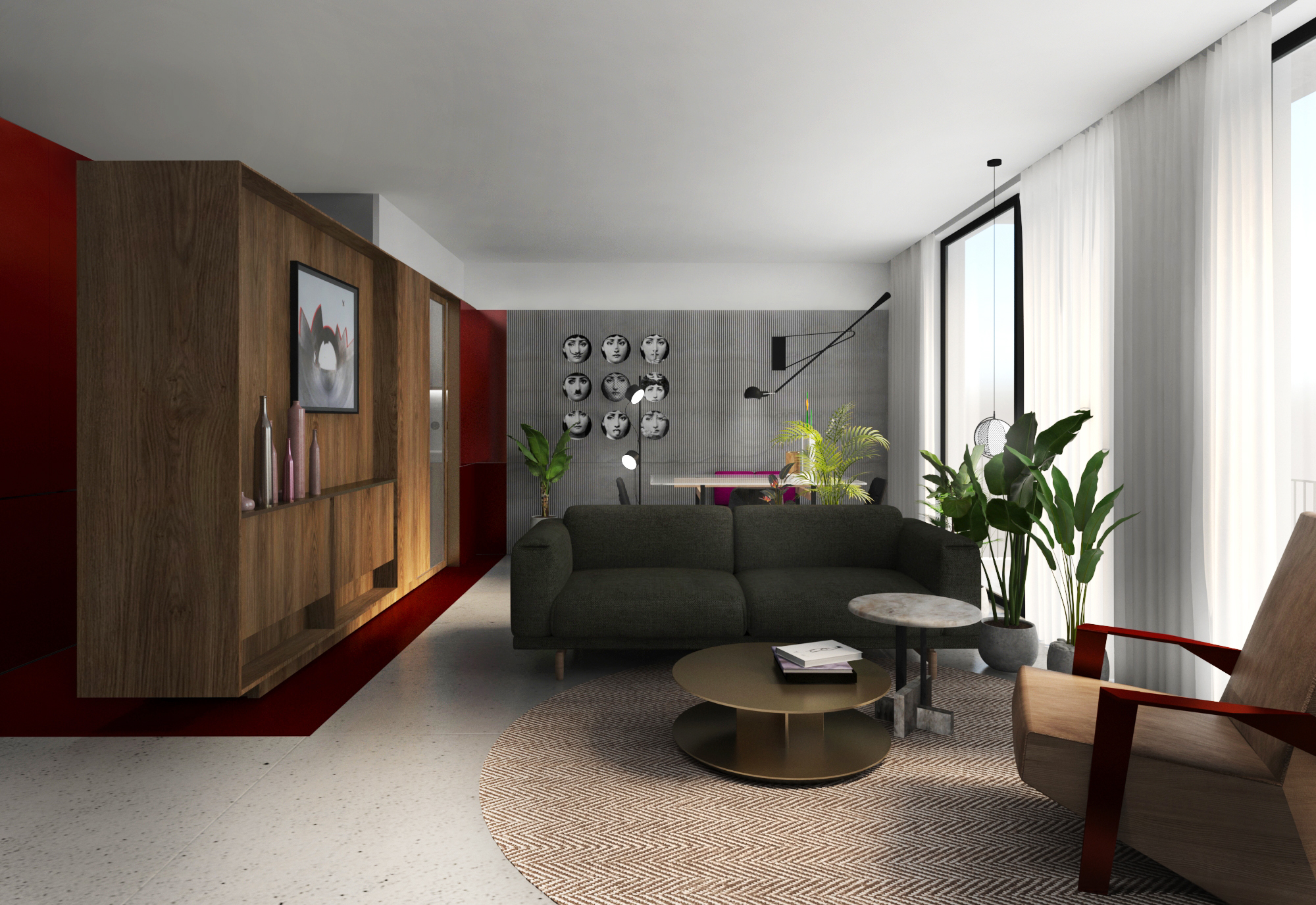Living room in the unbuilt apartment study